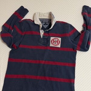 Tommy Hilfiger Blue and Red Rugby Shirt
